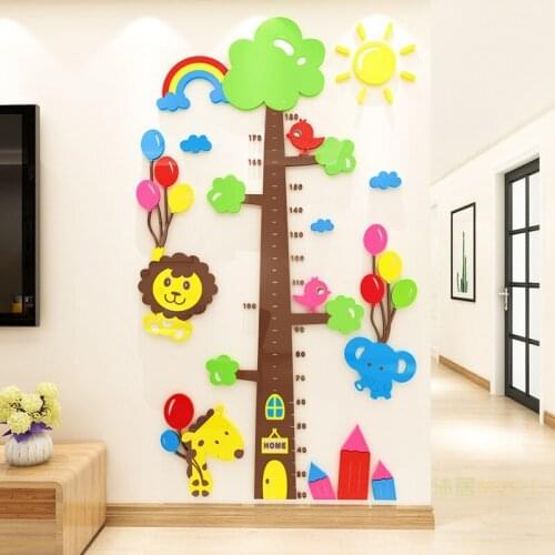 Big tree animal height stick 3D wall sticker childrens room kindergarten wall decoration sticker baby height ruler