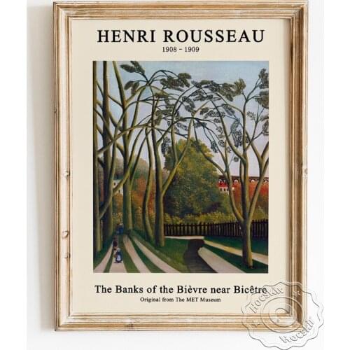 Henri Rousseau Exhibition Museum Poster, The Banks Of The Bievre Near Bicetre Canvas Painting, Landscape Art Prints Wall Decor