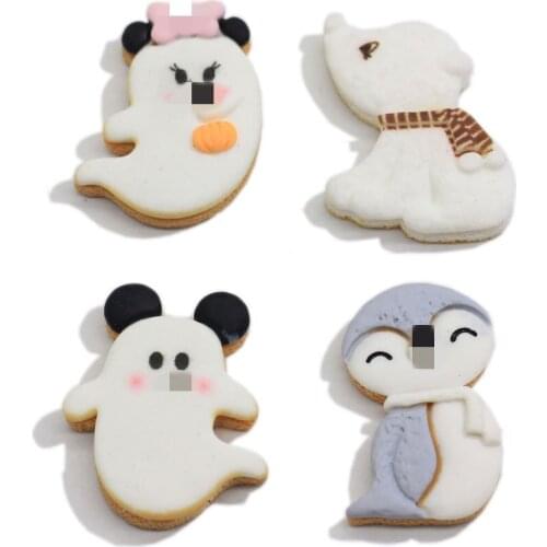 Kawaii Resin Cartoon Ghost Penguin Flatback Cabochon For Hair Bows Center DIY Jewelry Accessories Scrapbooking Decoration