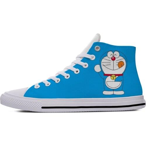 Japanese Anime Manga Doraemon Cartoon Fashion Casual Cloth Shoes High Top Lightweight Breathable 3D Print Men women Sneakers