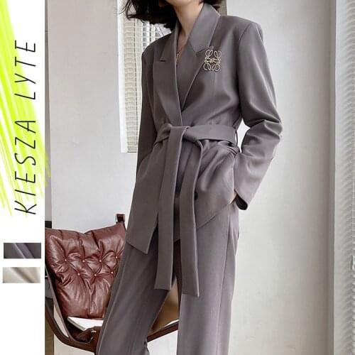 Ladies Suits Set Pants and Blazer Purple Elegant Women Korean Fashion Two piece Suit Sets Femme Office Wear Mujer Blazer