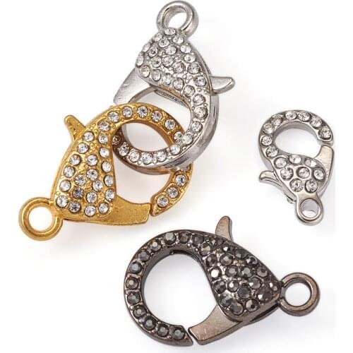 Metal Lanyard Snap Clips Trigger Fastener Hook Connector Rhinestone Lobster Claw Clasps for Keychain Necklace Jewelry Making