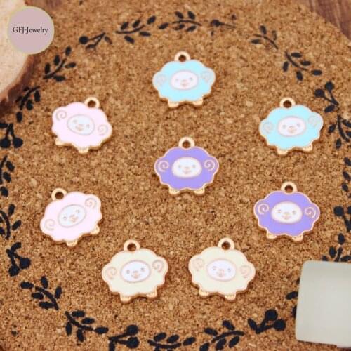 Mix Cute 10pcs Enamel Cartoon Sheep Animals Charms for Jewelry Making Pendants DIY Neacklace Bracelet Earrings Charm Accessories