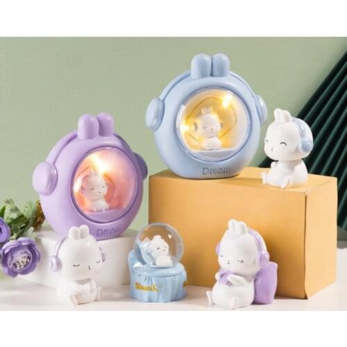Cute cartoon hypnotic rabbit resin ornaments creative home living room desktop Display Decor BJ202
