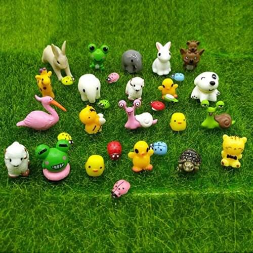 31Pcs Mini Animals Miniature Ornament Kits Koala Tortoise Flamingo Honeybee Frogs for Micro Fairy Garden Plant Figurines Decor