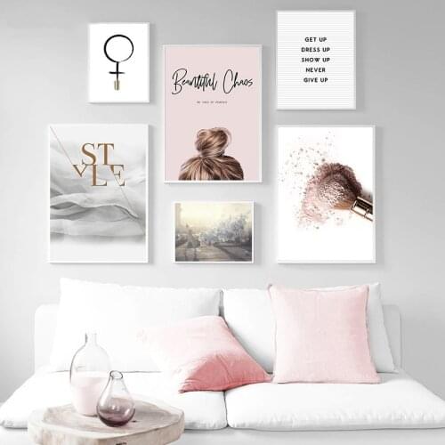 Fashion Quotes Makeup Poster Nordic Minimalist Wall Art Canvas Print Painting Decorative Picture INS Style Girls Room Decoration