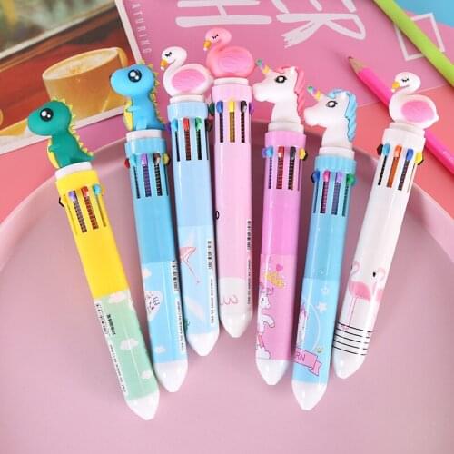 Cartoon Unicorn Ballpoint Pen 10 Color Cute Flamingo Gel Pen Student Stationery