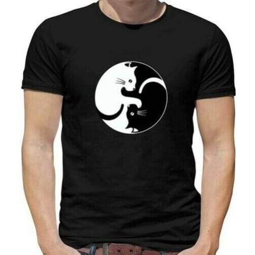 Yin Yang Cat Mens T-Shirt - Kitten - Pussy cat - Spiritual - Pet - Yin and yang