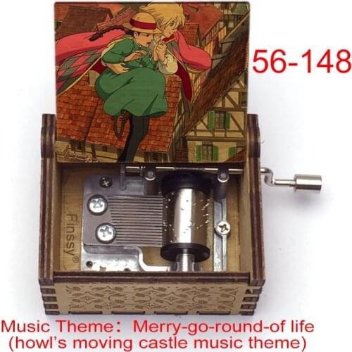 Music Box Howls Moving Castle color print Wood Musical Box Hand Gift Box for Christmas Birthday Valentines Day kids toy