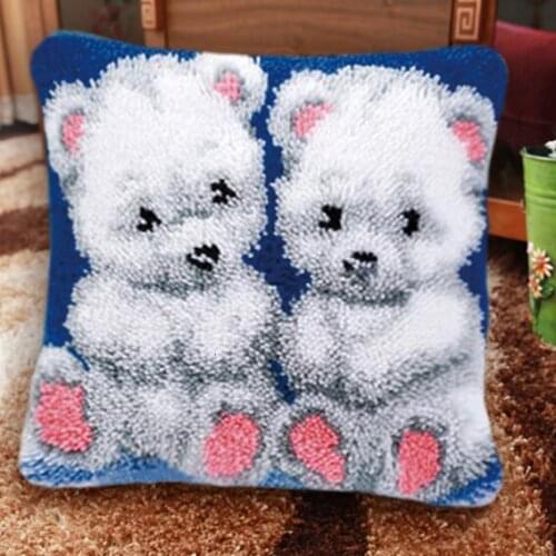 Bear Latch Hook Pillow Kits Knooppakket Klink Haak Kleed Bloemen Smyrna Mat Latch Hook Cross Stitch Pillows Foamiran For Flower