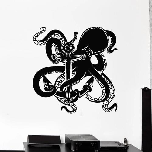 Wall Decal Anchor Octopus Ocean Animals Marine Sea Beach Style House Decor For Bedroom Bathroom Art Vinyl Stickers Mural Q295
