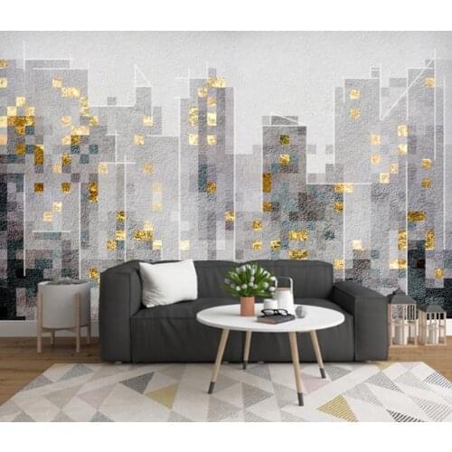 Beibehang Custom mural wallpaper golden modern abstract architectural landscape background wall decorative painting wallpaper