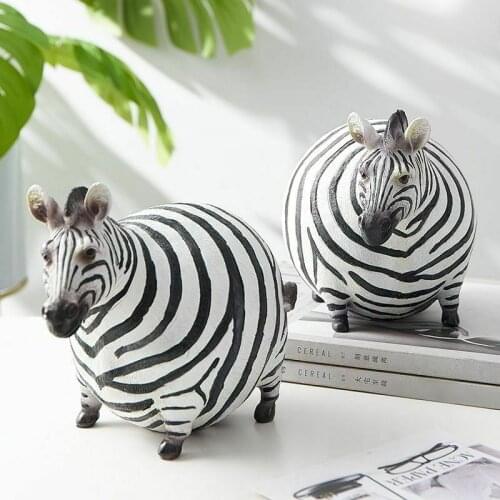 Nordic Ins Funny Fat Zebra Resin Animal Figurines Ornaments Animal Model Statue Desk Decor Home Modern Room Decoration Crafts