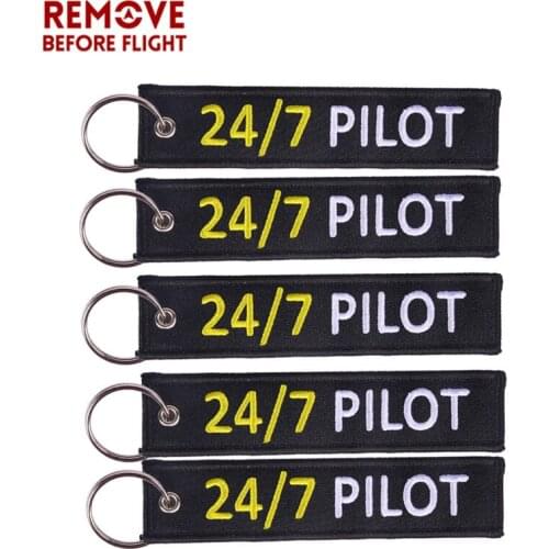 New Keychain 24/7 Pilot Epaulette Style Key Chain Luggage Tag porta chaves Outstanding Embroidery for Aviation Lover Gifts 5 PCS