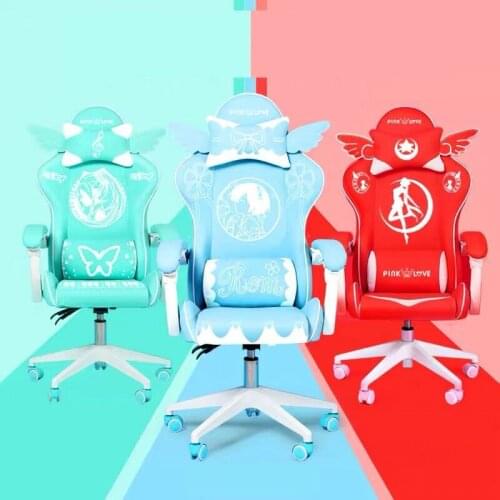New Lovely pink chair students gaming chair silla girl ESports chair Anchor Live Rotating Chair Home comfortable soft lift chair