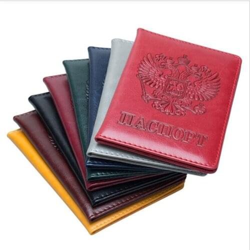 Russia Relief Passport Cover Holders Fashion Business PU Leather Multi-Function ID Bank Card Wallet Case Men Travel Accessories