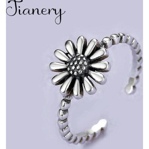 Charming Open Sunflower Ring for Women Vintage Boho Party Rings Gothic Punk Jewelry Gifts for Girls 2021