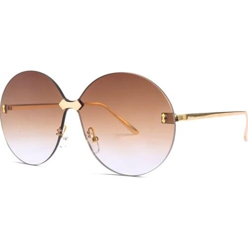 Oversize Round Sunglasses Women Men Rimless Sun Glasses For Outdoor Luxury Ladies Shades Oculos Goggles 22050DF