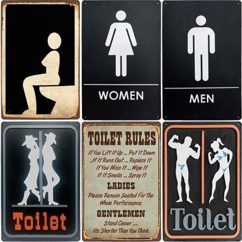 Toilet Tin Signs Vintage Metal Toilettes Plaque WC Poster Bar Pub Restroom Bathroom Decoration Retro Plate 20*30cm
