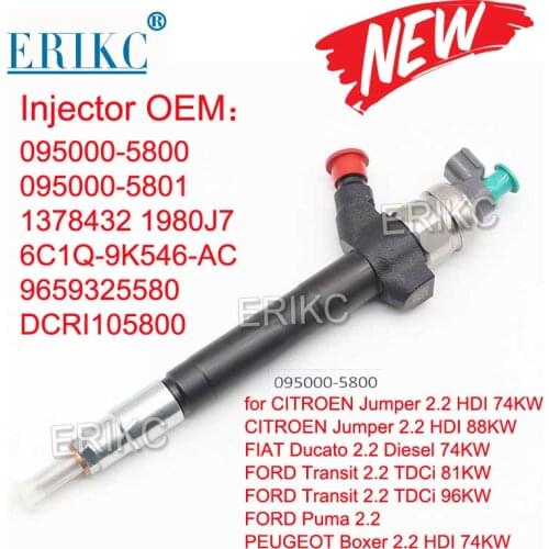 Genuine And Original New Common Rail Fuel Injector 095000-5800 5801 6C1Q-9K546-AC For Citroen 2.2 / Fiat 2.2 / Ford 2.2 Peugeot