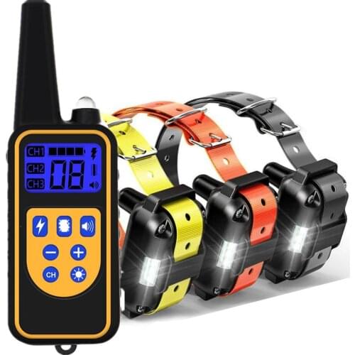 Dog Training Collar 800m Pet Tool Remote Control Waterproof USB Rechargeable Shock Vibration Sound with LCD Display for 3 Dogs