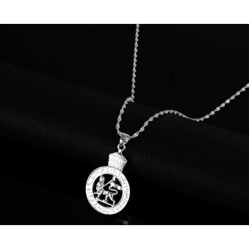 Ethiopian Silver Color Lion Pendant Necklace frican Arab Middle Eastern Party Jewelry