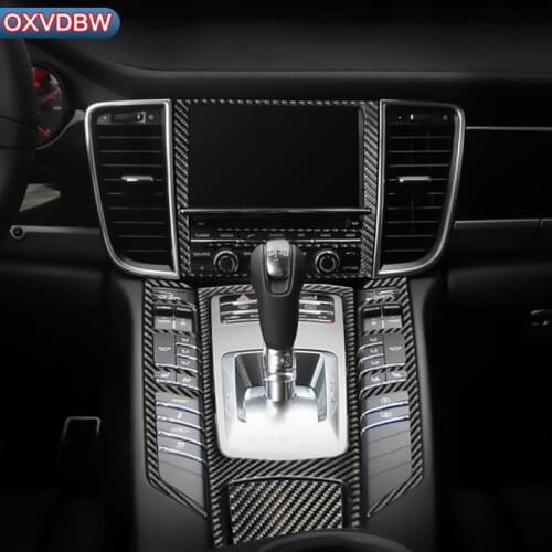 For Porsche Panamera 970 2010 - 2016 Carbon Fiber CD Control Gear Shift Panel Decorative Cover Car Styling Sticker Accessorie