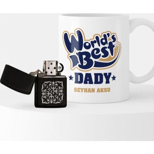 Personalized World Best Father Gasoline Lighter and Mug Seti-3