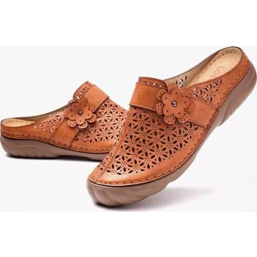 Ladies Sandals Summer Fashion Baotou Breathable Lightweight Hollow Wedge Casual Buckle Platform Sandals Soft Beach Mujer