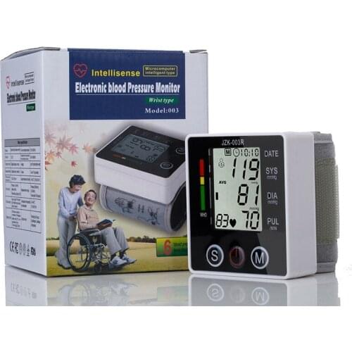 Cuff Wrist Sphygmomanometer Digital Blood Pressure Meter Monitor Heart Rate Pulse Tonometer Home Electronic Automatic BP Monitor