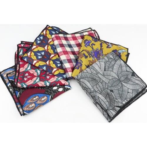 Chiffon Handkerchief Floral Polyester Hankies Mens Pocket Square Leaves Handkerchiefs Striped Geometric Scarves