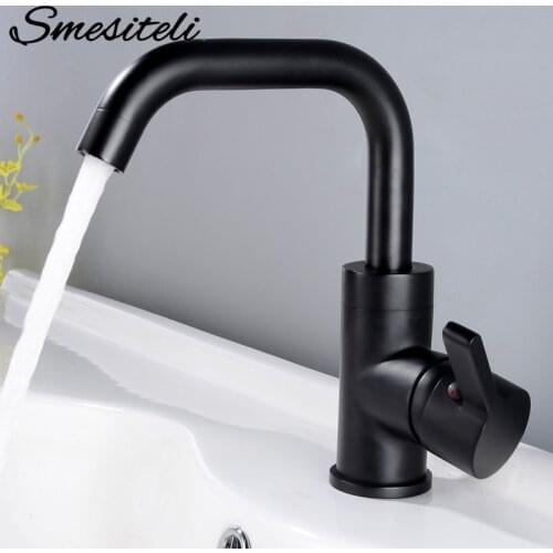 Smesiteli Basin Faucets Matte Black Gold Bathroom Faucet 360 Degree Rotation Basin Mixer Water Tap Bathroom Sink Faucet