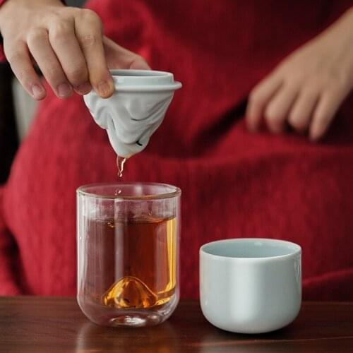 Accompanying Cup of Tea, Separate Private Cup, Glass Tea Maker, Home Travel Accompanying Creative Tea Cup