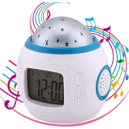 Starry Star Glowing Alarm Clock LED Digital Alarm Clock For Children Baby Room Calendar Thermometer Night Light Projector