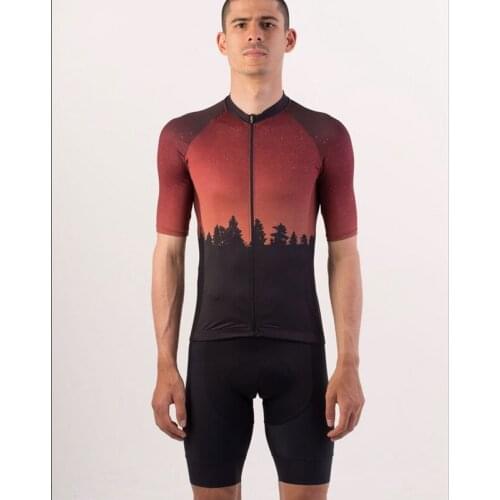 Night woods stars short sleeve cycling jersey and bib shorts MTB Breathing cycle suit Road bike riding clothing Quick dry