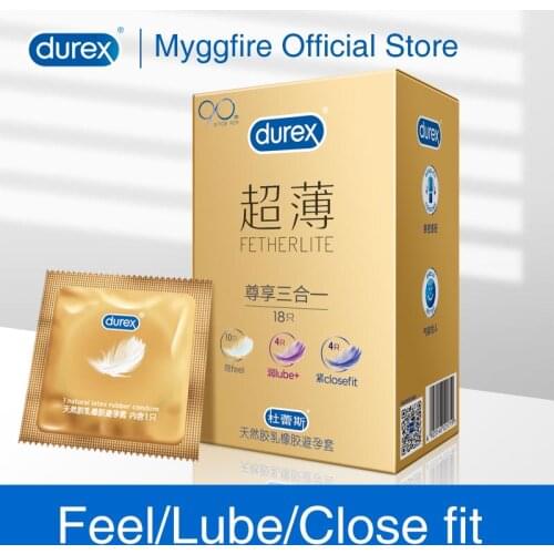 Durex Ultra Thin 18PCS Pleasure 3in1 Condoms Close Fit Lubricated Natural Latex Rubber Ultra Sensitive Penis Sleeves Adult Toys
