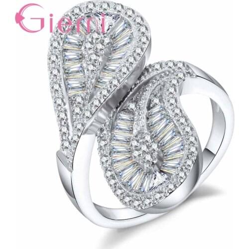 Unique Design Luxury Ring Modern Shiny Ring 925 Sterling Silver Cubic Zirconia Engagement Wedding Party Jewelry