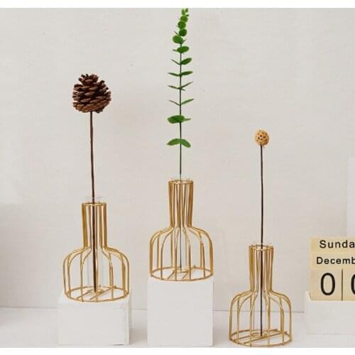 Flowers Vases Gold Hydroponic Vase Decoration Flowers Plant Holder Home Living Room Table Decoration Ornament