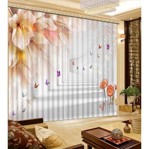 High quality custom 3d curtain fabric Photo 3D Curtains for Living Room Window flower curtains