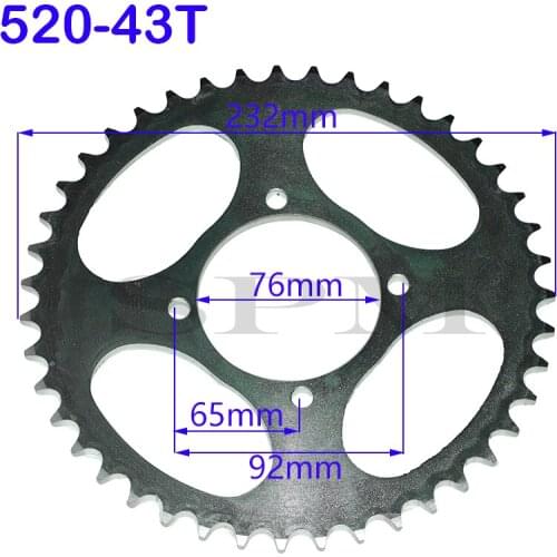 Four-hole rear sprocket 76MM 520 43T/45T, used for ATV, off-road vehicles, karting, motorcycle chain sprocket