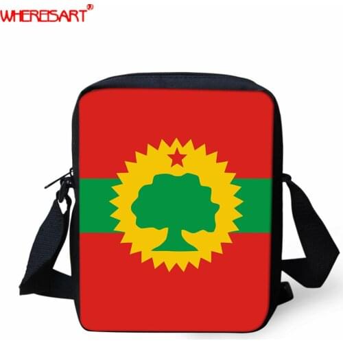 WHEREISART Flag Of The Oromo Printed Womens Hand Bags for Casual Ladies Adjustable Flap Crossbody Bags Girls Small Travel Bolsa