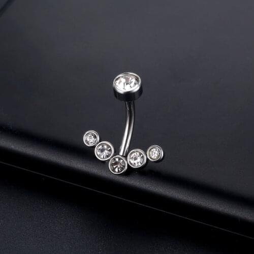 New 1PC Sexy 14G 316L Surgical Steel Bar Crystal Belly Button Ring Fashion Lizard Lady Body Piercing Navel Belly Jewelry