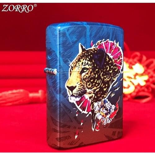 ZORRO Cheetah tiger pattern Kerosene gasoline petroleum oil cigarette lighter High-end color printing igniter gentleman gift