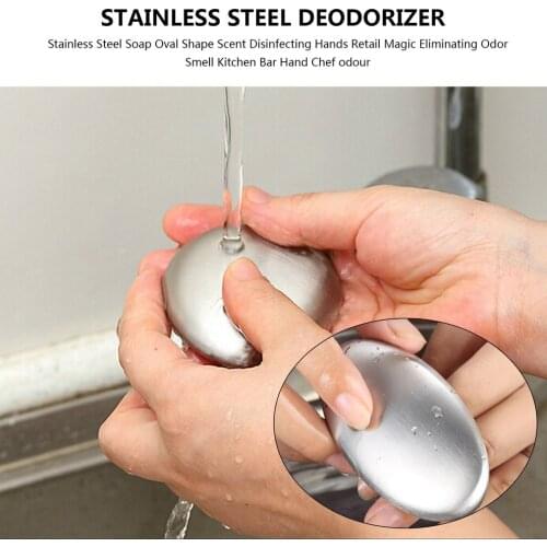 1PC Stainless Steel Soap Oval Shape Scent Disinfecting Hands Retail Eliminating Odor Smell Kitchen Bar Deodorization tools