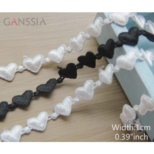 Width:1.0cm Black and White Peach heart lace cotton lace for garment Scrapbooking (ss-307)