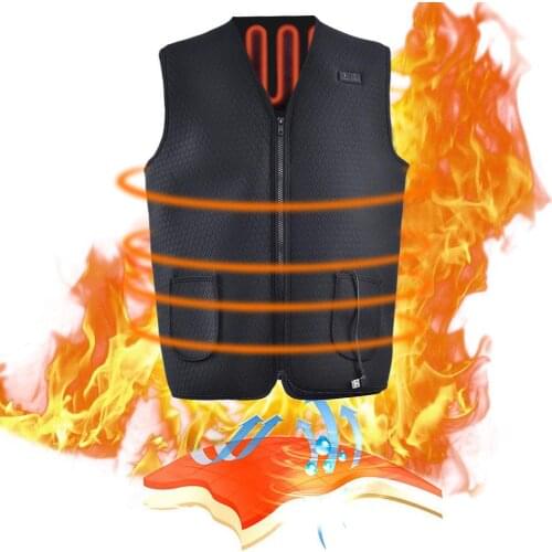 2019 Men Outdoor USB Infrared Heating Vest Jacket Winter Flexible Electric Thermal Clothing Waistcoat For Sports Hiking Fishing