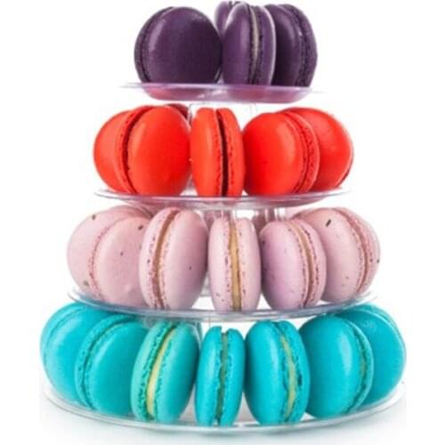 4 Tiers Round Macaron Tower Stand Cake Display Rack for Wedding Birthday Decor