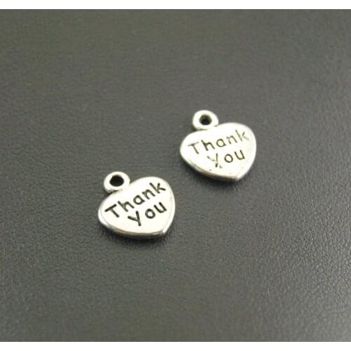 50pcs 2 Colors Thank You love Heart jewelry making charms DIY Metal Bracelet Necklace Jewelry Findings A564/754
