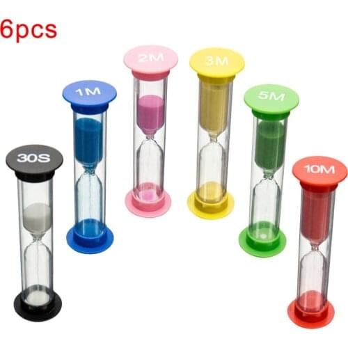 6 Children 6 Colors Plastic Classroom Game Sand Clock Timer Montessori Toy Hourglass Hourglass Home Decoration Children Toy G L1