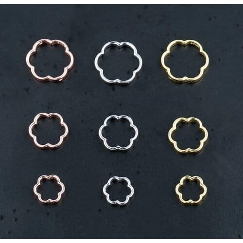 925 Sterling Silver Plum Shape Bead Loop Frame Separator Fit 6mm 8mm 10.5mm Silver Flower Ring Connector Spacer DIY Jewelry Make